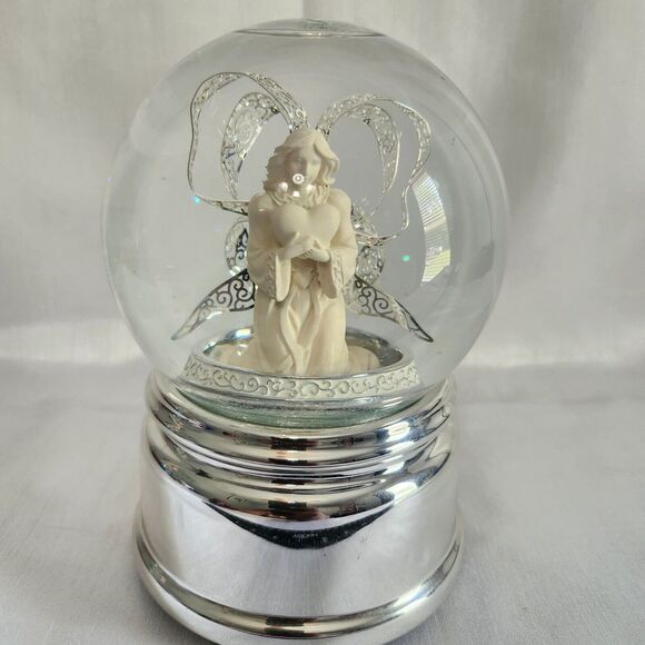 Danbury Falls Angel Water Globe With‎ Music Box Plays Amazing Grace 6.5" Tall - Picture 1 of 8